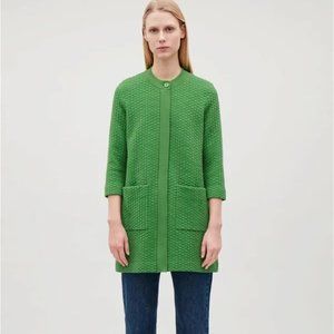 COS Jacquard Knit Coat | Size S, Kelly Green